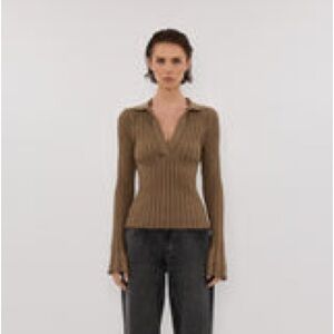 NWT DISSH Olive Ribbed Long Sleeve Top - Large